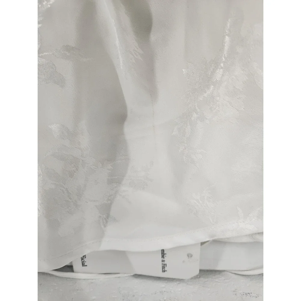 Abercrombie & Fitch Women's Julia Slip Satin Jacquard White Maxi Dress, Size MP